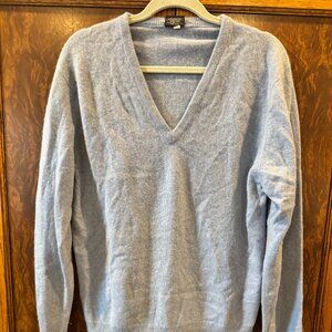 St Michael 100% Cashmere Light Blue V-Neck Sweater 42 Made in UK